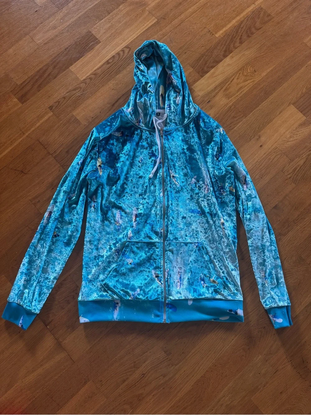 Crushed velvet velour with high-shine textured finish zip up hoodie size small